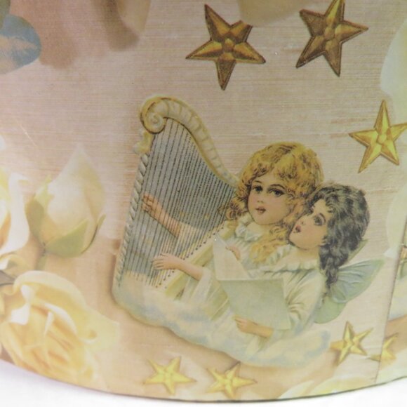 Cherub Angel Hat Box with Wired Ribbon Floral Large Bow 13" - Picture 4 of 11